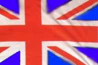 a partial, topsy-turvey view of the UK flag